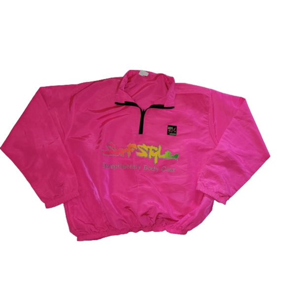 Surf Style Vintage 90s Neon Pink Windbreaker Pullover Spellout One Size Fits All - Picture 7 of 12